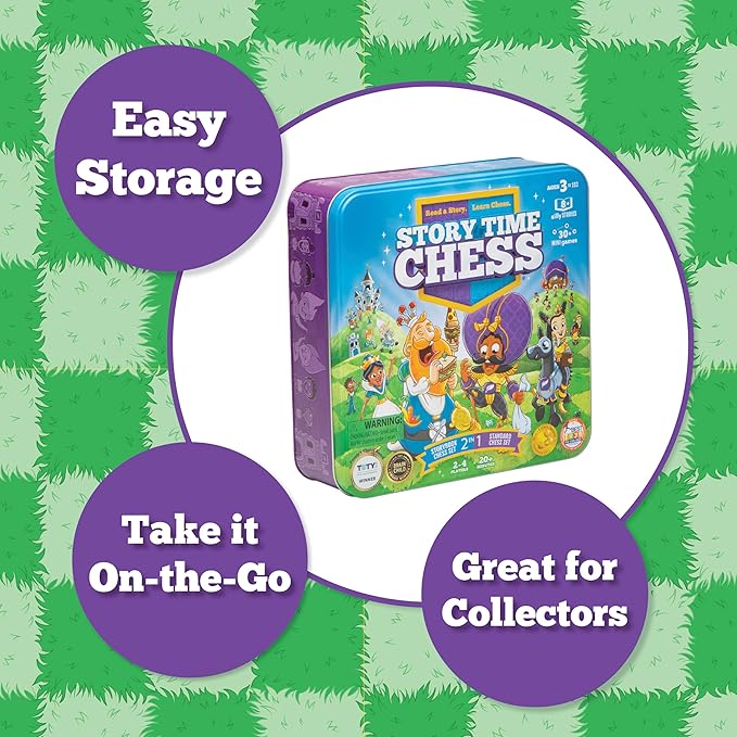 Story Time Chess Set for Kids Collectors Tin - Family Game Night, Strategic Game Play - Board Games for Family Night - Perfect for Beginners, Learn Chess with a Fun Story - Preschool Toys, Ages 3+