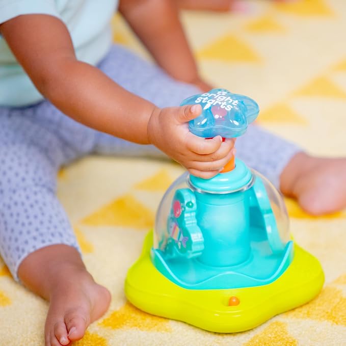 Bright Starts Press & Glow Spinner Cause and Effect Musical Baby Toy,Age 6 Months+,(Pack of 2)