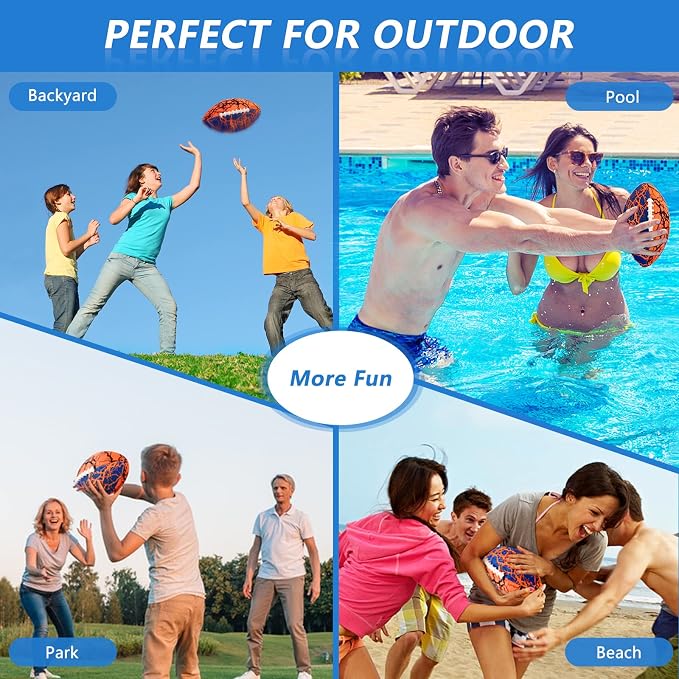 Jasonwell Waterproof Football Pool Toys - Strong Grip Soft Football for All-Weather Play Pool Games Beach Toys Water Footballs Outdoor Sports Toy Christmas Birthday Gifts for Kids Boys Teens Adults