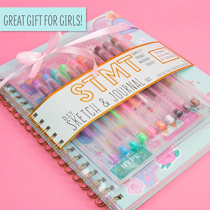 STMT D.I.Y.Journal Set, Stationary Kit with Notebook for Writing and Drawing, DIY for Girls Ages 8+, Sketch & Journal