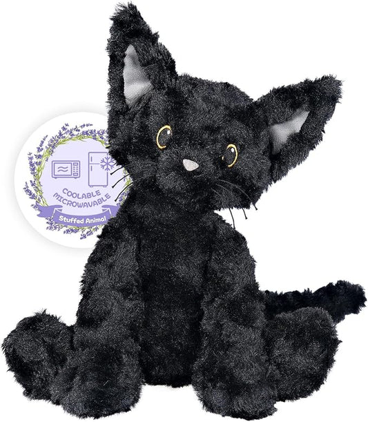 SuzziPals Coolable & Heatable Cat Stuffed Animals, Microwavable Heating Pad for Period Discomfort, Lavender Scent Cat Plush, Black Cat Plush Gift for Kids & Aldults