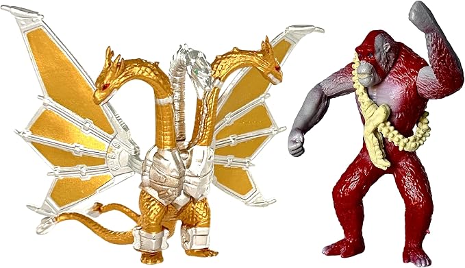 TwCare Set of 23 Monster x Kong: The New Empire,Mini Dinosaur Dragon Toys Action Figures, Evolved Basic Exquisite Battle Roar B.E.A.S.T. Glove Shimo Frost Bite Mecha King Ghidorah Cake Toppers Pack