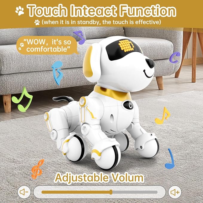Dwi Dowellin Robot Dog for Kids 8-12,Remote Control Smart Robotic Dogs Pet Puppy Robotic Toy,Interactive Touch Walking Talking Toys for Boys Girls Christmas Birthday Gifts