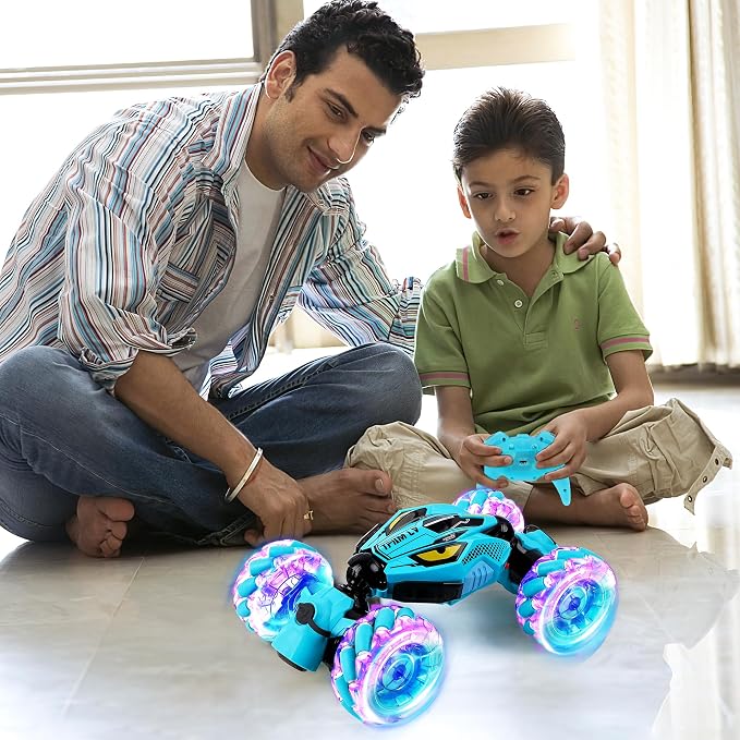 Gesture Sensing RC Stunt Car - Boys Toys Age 6-12 Year Old for Birthday Gifts, 2.4GHz 4WD Remote Control Toy with Dual Spray, All-Terrain Off-Road Vehicle with Lights & Music