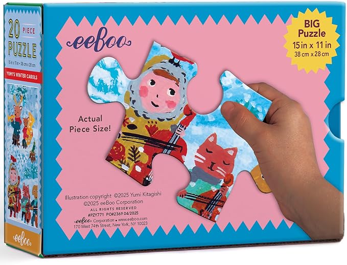 eeBoo 20 Piece Giant Floor Puzzle - Yumi's Winter Carols Children's Puzzle Holiday Themed, Large Pieces for Small Hands to Develop Motor Skills