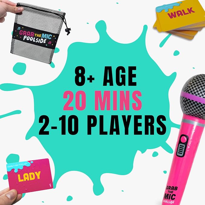 Lucky Egg Grab The Mic Poolside Game – Waterproof Karaoke Party Game with Inflatable Microphone – Outdoor Pool & Beach Game for Kids & Adults – Fun Family Game Night Game for Ages 8+ 2–10 Players