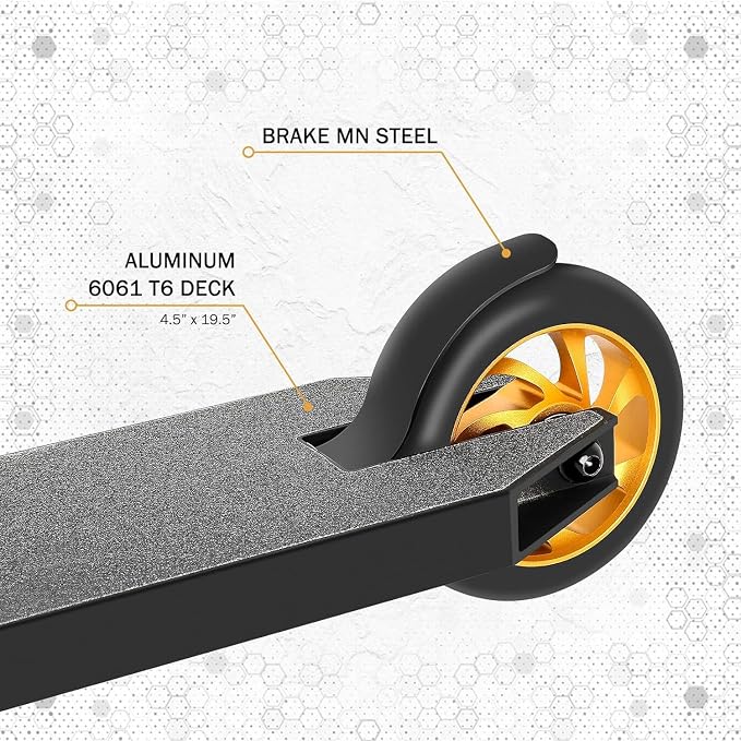 Vokul K1 Pro Stunt Scooter - Intermediate & Beginner Freestyle Scooter for Kids 8+, Teens, Adults - Quality Kick Scooter for Boys & Girls (DYNO01-BLK)