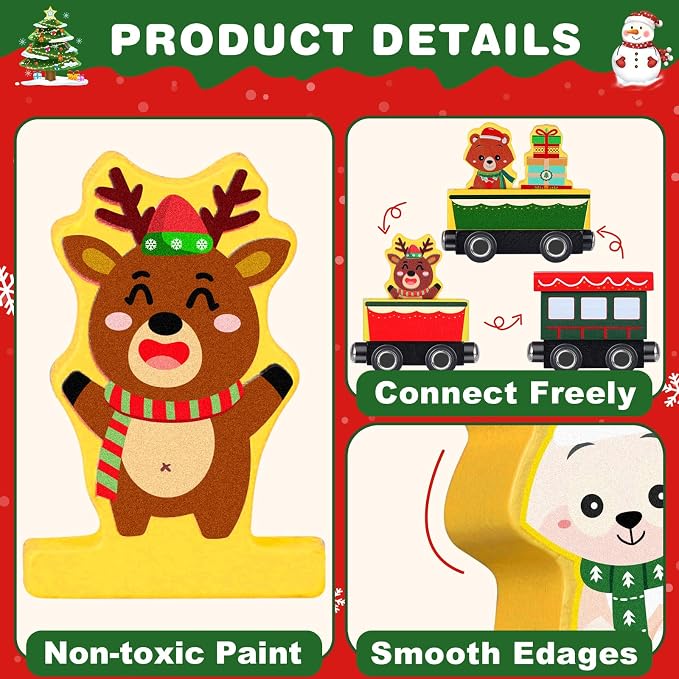 Toddler Advent Calendar 2025-24 Days Magnetic Wooden Animal Train Set Christmas Advent Calendar 2025 for Kids, Countdown Calendar Gifts Montessori Train Stocking Stuffer for Toddlers, Boys and Girls