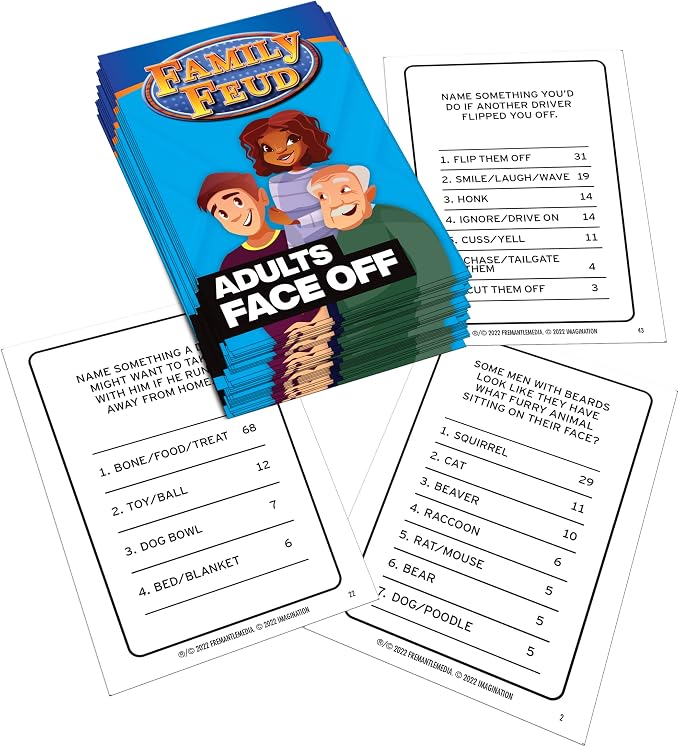 Imagination Gaming Family FEUD Kids VS Adults Edition Card Game, Get Ready for a Family Showdown, 150 Question Cards, 50 Fast Money Cards, Complementary App with Sound Effects from The Show