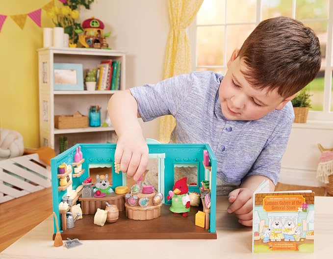 Li'l Woodzeez – Pass – the – Pasta Restaurant Playset – 41 Pieces Dollhouse Set with Table, Benches, Food & Accessories for Imaginative Roleplay – Compatible with Figurines 3+ Years