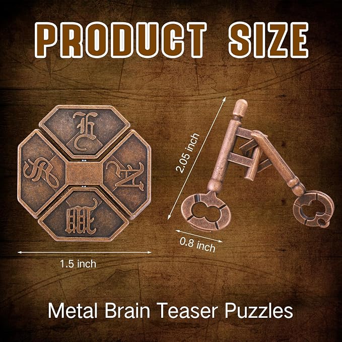 2 Pcs Metal Brain Puzzles for Adults 3D Steel Puzzle Toys Interlocking Iq Logic Education Toys Disentanglement Game for Classroom Party Challenge Gifts