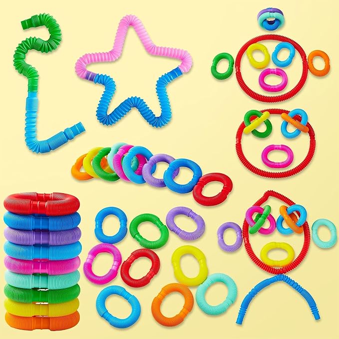 JOYIN 72 Pack Pop Tubes, Sensory Toys (Small) Fidget Toys Party Favors - 9 Colors, Creativity Learning & Fun for Kids - Perfect for Prizes Goodie Bags, Classroom School Reward