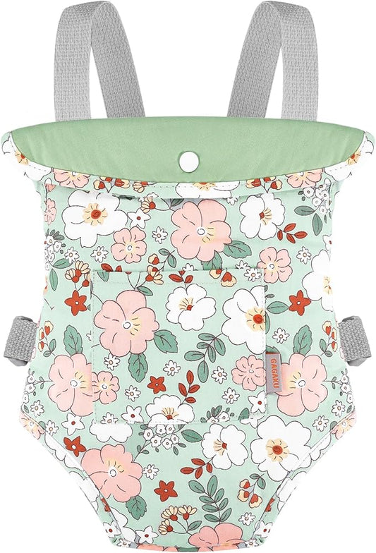 GAGAKU Toy Baby Doll Carrier for Toddlers 3+ Years Old, Reborn Baby Doll Accessories Pretend & Role Play Carriers for Kids - Green Camellia