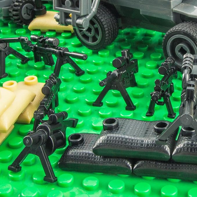 Weapons Pack Military Weapons Accessories Chicken Gear Weapon Parts Toys Military Equipment Battle Blocks Bricks Compatible with Major Brand, 3 Years Old and up, Us Weapons(88pcs)