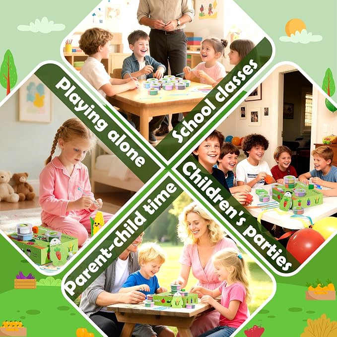 Air Dry Clay Kit - Vegetable Theme, Modeling Clay for Kids, DIY Magic Clay with Tools and Tutorials, 12 Boxes Molding Clay, Ultra Light, Soft & Non-Sticky, Arts and Crafts Gift for Kids