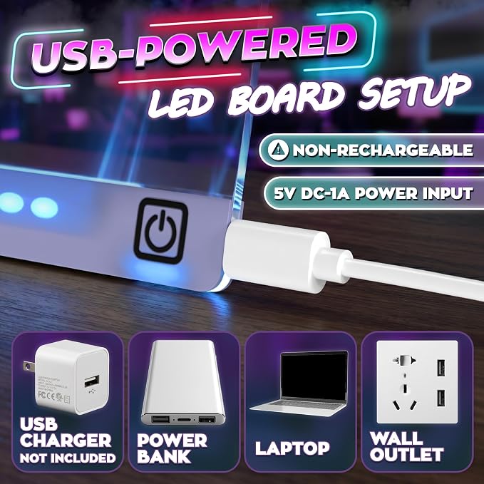 LED Drawing Board with USB-C Power – 16 Inch Acrylic Light Board for Tracing with Edge-Lit Color-Changing Glow, 7 LED Colors, 6 Light Modes – Plug-and-Play Kit with Markers, Stands, Gift Box (Blue)