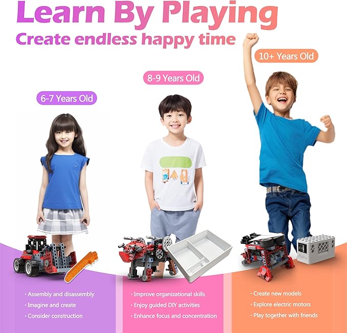 Apitor Robot B STEM Kits for 6-7 Year Old Boy, 8 in 1 Electric Monster Truck Building Toys for Kids 6-8 8-10, DIY Educational Construction Science Kit for Boys 6-12 Christmas Birthday Gift