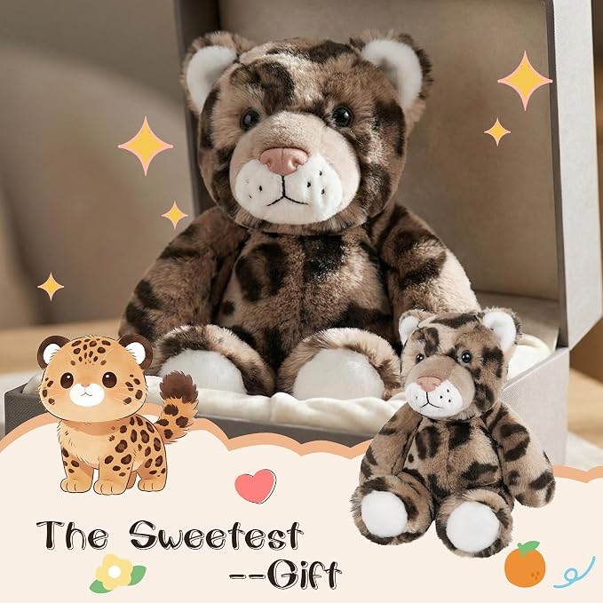 Stuffed Animal Plush Toy Soft Plushie Cuddly Leopard Cute Plush Toy for Kids Toddlers Boys Girls Birthday Christmas Nursery Decor Party Favors