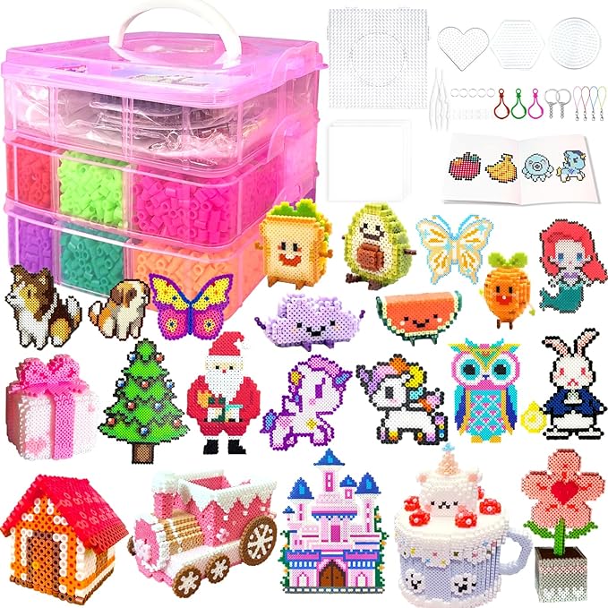 11000 Fuse Beads Kit - 20 Colors 5mm Bead Craft Set with Storage Box, Pegboard, Ironing Paper and Accessories, Arts and Crafts Kits for Kids Age 5+ Christmas Birthday DIY Craft Gift for Girls & Boys