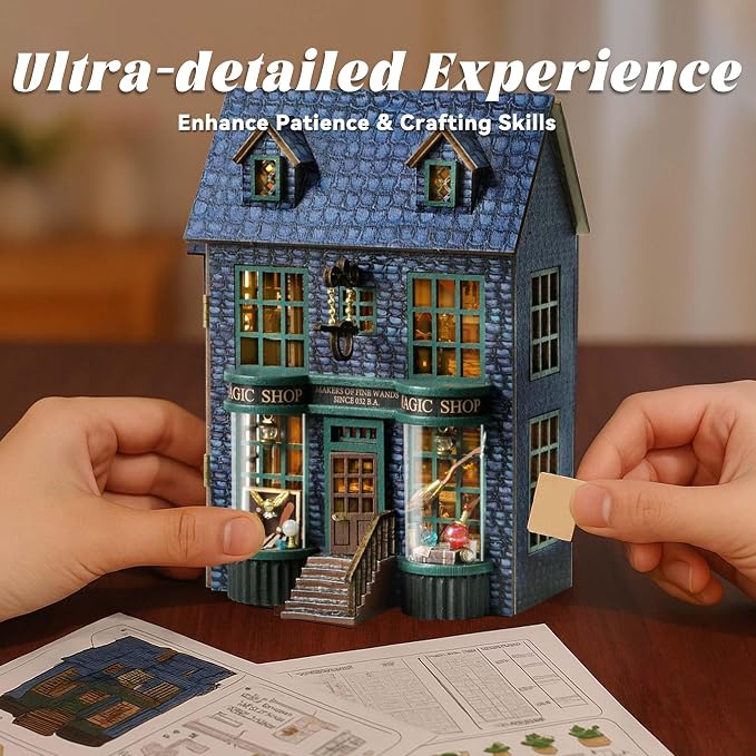 Flever Dollhouse Miniature DIY House Kit Creative Room with Furniture for Romantic Valentine's Gift (Magic Store)