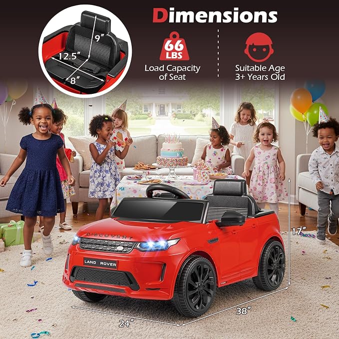Costzon Ride on Car, Licensed Land Rover Discovery Sport Electric Vehicle, 12V Kids Car with Parent Remote Control, Music, Horn, Song, Gift for Aged 3+ (Red, 38” x 24” x 17”(L x W x H))