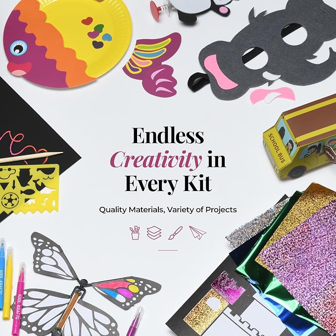 20 Arts & Crafts Kit for Kids, All-Inclusive, No Mess Craft Kits & Supplies for Boys & Girls – DIY Creative Activity, Easy Step-by-Step Guide, Individually Packaged Crafts, Christmas Gift, Travel Gift