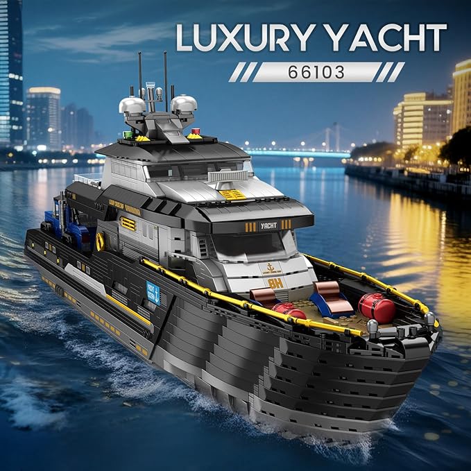 Reobrix Luxury Yacht Building Block Set for Adult 66103, Cruise Ship Building Toy Boat Model Kit, Yacht Collectible Display Decorations Gift for Adult Boys Girls Kids 14+ (4421PCS)