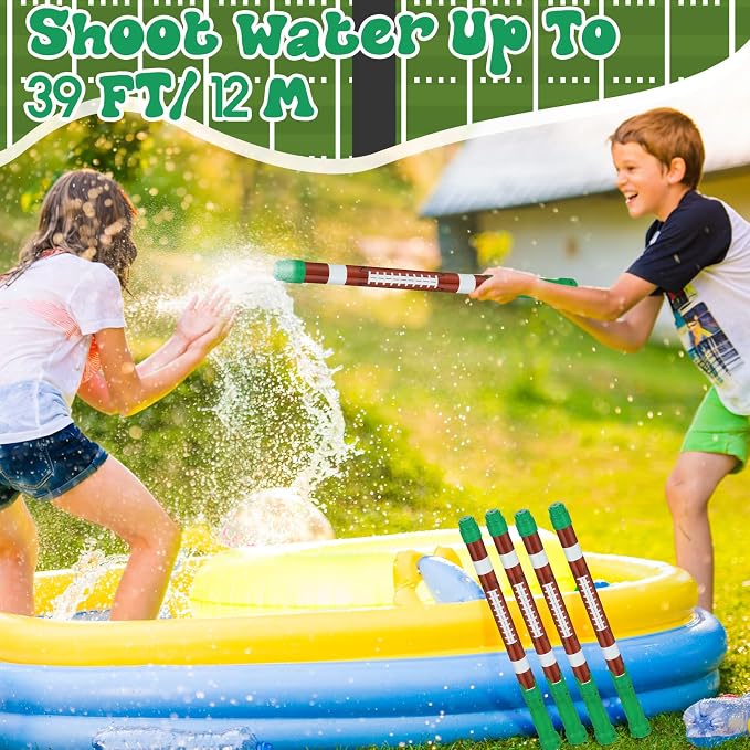 Halloscume 12 Pcs Football Party Favors, 15'' Water Guns Bulk for Kids Water Squirt Blasters Guns, Summer Activity Swimming Pool Backyard Beach Outdoor Toys for Kids Adults, 39 ft Range Shooter