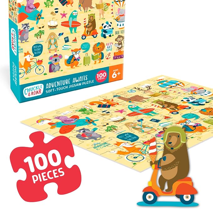 Chuckle & Roar Adventure Awaits 100-Piece Jigsaw Puzzle - 11 x 15 in - Screen-Free Play Puzzles for Kids - Fine Motor Skill Development 100-Piece Set for Kids