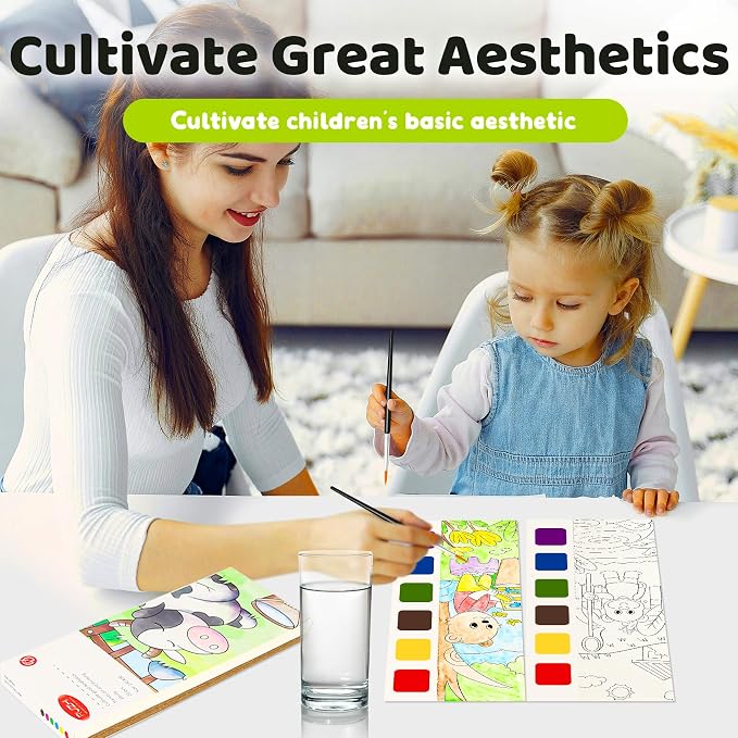 Water Coloring Book,Paint with Water Books for Kids Ages 3-5,Watercolor Painting Book for Toddlers 4-6,Creative Arts and Crafts & Airplane Travel Essentials for Boys Girls