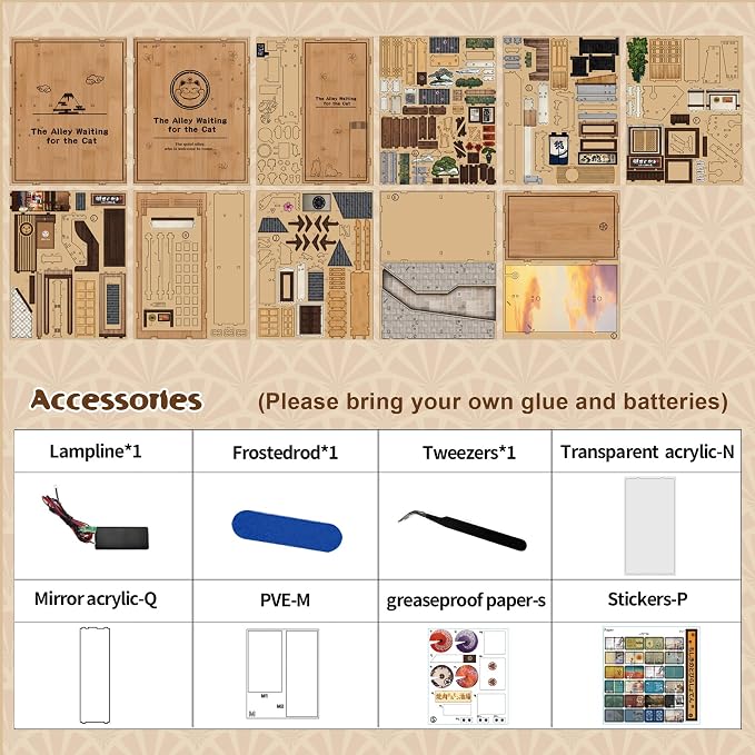 DIY Book Nook Kit with LED Lights | 3D Puzzles for Adults & Teens, Miniatures and Model Building Kits for Bookshelf Decor, Relaxing & Creative Gift for Craft Lovers | Sakura Alley