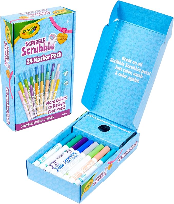 Crayola Scribble Scrubbie Pets Marker Refill & Expansion Set - 24 Washable Markers for Kids, Gifts for Girls & Boys [Amazon Exclusive]