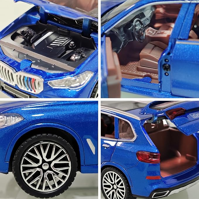 Toy Cars 1/32 Metal Model Car Toys with Light and Sound Pull Back Collectible Model for Children Age 3 + Year Old Festival Gift(Blue)