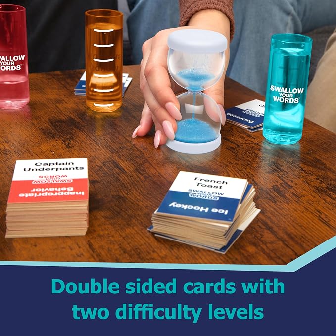 Swallow Your Words Card Games - Board Game for Family Game Night, Sip It, Say It, Don't Spray It, Multiplayer Game, Guess The Phrase Before The Timer Runs Out, Ages 8+