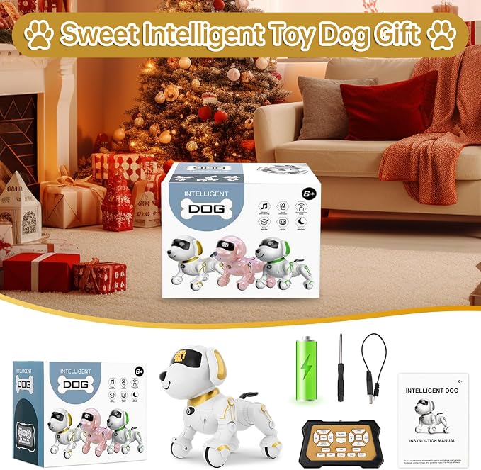 Dwi Dowellin Robot Dog for Kids 8-12,Remote Control Smart Robotic Dogs Pet Puppy Robotic Toy,Interactive Touch Walking Talking Toys for Boys Girls Christmas Birthday Gifts