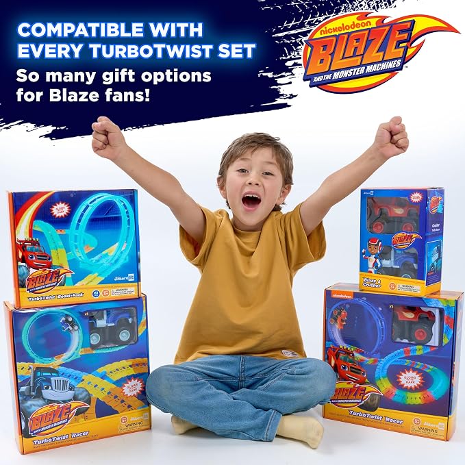 Blaze and The Monster Machines TurboTwist Racers Boost Pack - Glow in The Dark Racing Loop & Tracks Expansion Set for Kids Ages 3-10