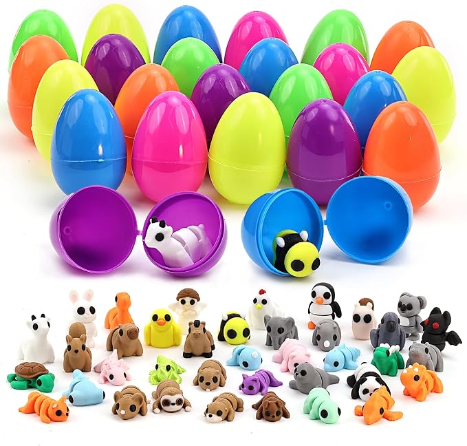 Easter Egg with 38 pcs 3D Printed Animal Figurines Set,Articulated, Flexible, and Exquisitely Cute, Easter Basket Stuff Fillers with Easter Egg, for Kids.