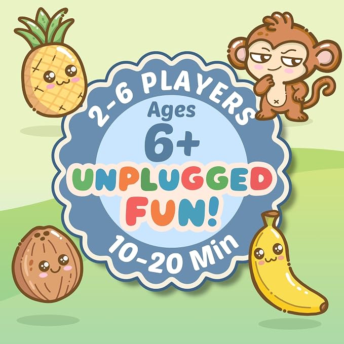 KAWAII LAB GAMES 1-2-3 Monkey Flip Family Card Game for Kids, Teens & Adults | Quick & Easy Party Card Game for Game Night | Fast Slap-and-Reaction Gameplay | Ages 6+ | 2-6 Players | 10-20 Min
