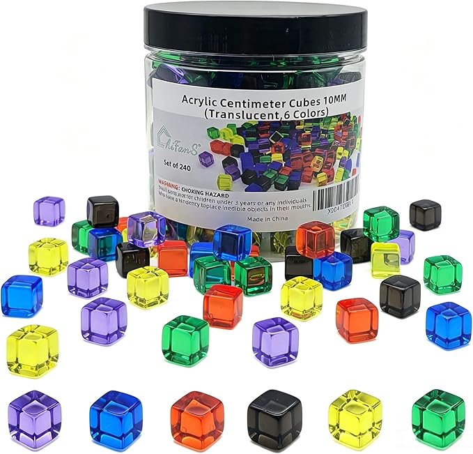 240PCS Centimeter Cubes,Counting/Sorting Toy,Translucent,6 Colors | Counting Cubes,Plastic Math Cubes, Early Development Activity Games, Portable Box