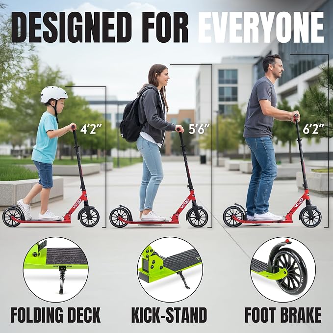 Kick Scooter for Kids, Teens & Adults - Lightweight Durable Frame, Smooth Ride, Sturdy Deck - Fun Rides for All Ages - Madd Gear