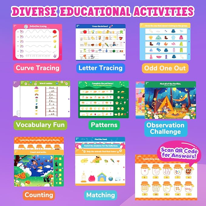 JoyCat Seek & Find Game Book, Educational Toys for Girls Ages 3-5, Preschool Learning Activities for Toddlers & Kids, Christmas Road Trip Travel Toys for Car & Airplane, Gifts for 3 4 5 6 Year Olds
