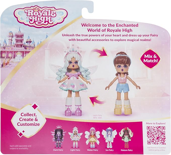Royale High 3” Light Fairy Fashion Doll - 1 Figure with 9 Fashion Accessories - Virtual Item Code Included - Series 2 - Ages 5+