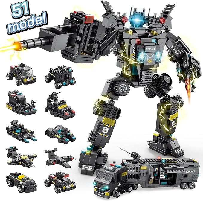 51-in-1 Robot Building Kit for Kids Stem Building Toys Erector Set for Boys 8-12 Engineering Stem Projects Construction Building Blocks Toys Gifts for Boys Kids Age 6 7 8 9 10 11 12 Year Old