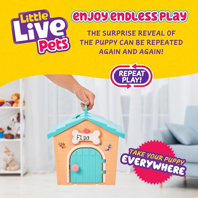 Little Live Pets My Puppy's Home Mini Playset, Orange, Play Dog with Building Dog House Toys, Customizable Puppy Plush Toy for Kids of Ages 5+