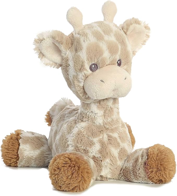 Aurora® Snuggly Loppy Giraffe™ Baby Stuffed Animal - Comforting Companion - Imaginative Play - Brown 8 Inches | Soft giraffe baby stuffed animal with gentle rattle, floppy legs, embroidered details, and cuddly 8 in size for play