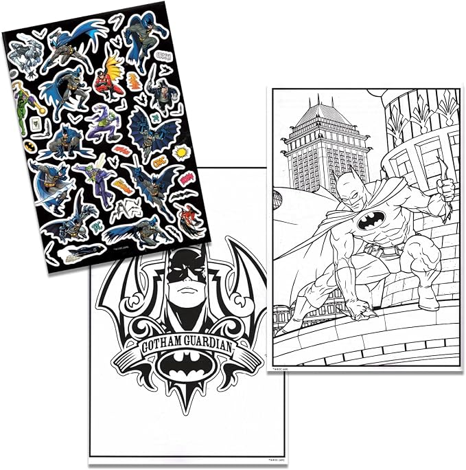 Batman Coloring Set with Glow in the Dark Posters, Stickers - Batman Activity Book Bundle for Boys 2 Coloring Books | Superhero Coloring for Kids