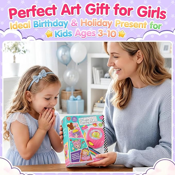 PLAY Light Up Tracing Pad for Toddlers, LED Drawing Tablet with Light Box, Portable Tracing Board Christmas Birthday Gift for Age 3+ Boys Girl