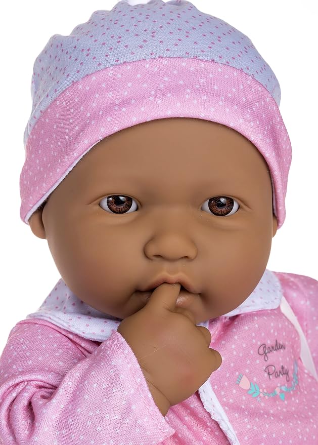 La Baby Hispanic 20-inch Small Soft Body Baby Doll | JC Toys - La Baby | Washable |Removable Pink and White w/Hat, Pacifier & Magic Bottle | for Children 12 Months +
