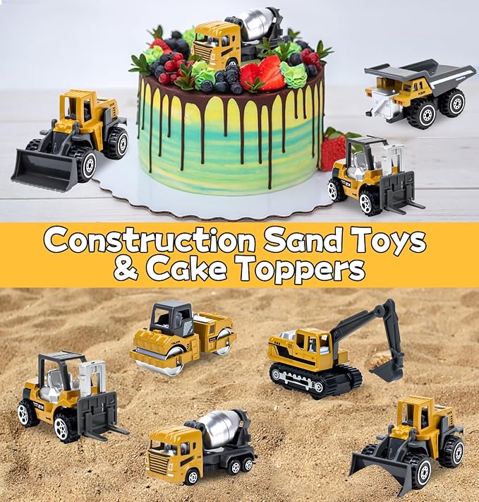 6Pcs Diecast Construction Toys, Alloy Construction Truck Toys for 3-9 Years Old Boys, Forklift, Excavator, Dump Truck Tractor Toy Playset for Kids Toddlers Birthday Gifts Party Favors