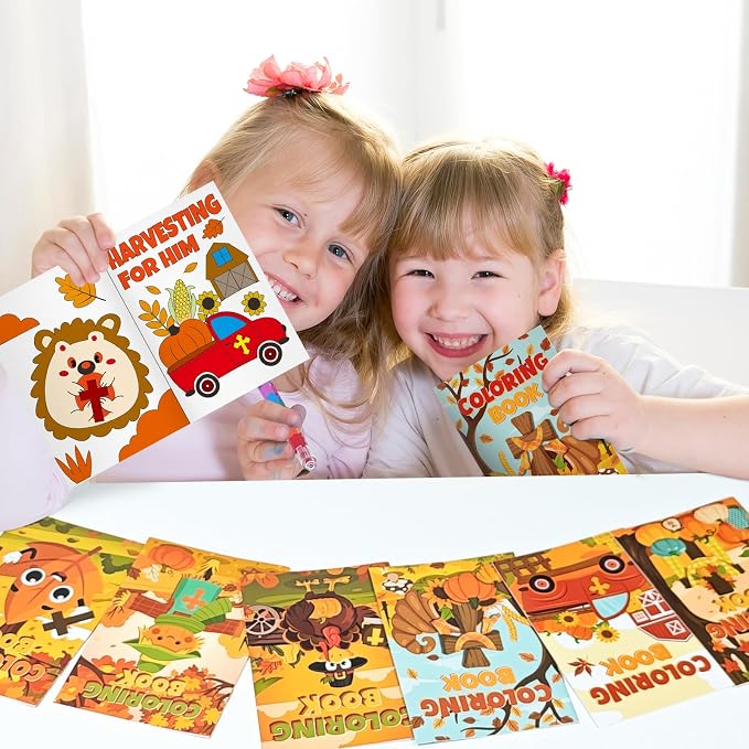 Cinrobiye 24 Set Fall Religious Coloring Books Bulk Mini Christian Thanksgiving Activity Books Autumn Bible Drawing Set for Sunday School Harvest Party Favors Gifts Goodie Bag Fillers